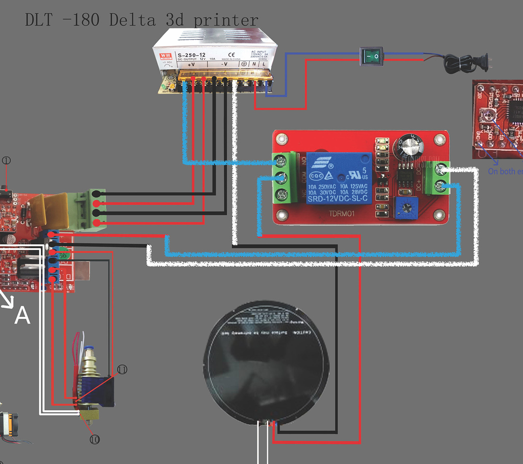 He3D Delta DLT 180: Heat Bed Relay Wiring - 3D Printers - Talk